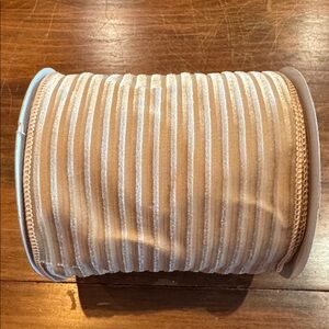 NEW My Texas House Wired Ribbon 20’ 5” Wide Velvet Stripe Taupe Khaki Neutral